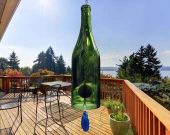 Wine Bottle Wind Chime - Stone/Shell Pendant