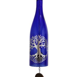 Glass Tree of Life Wine Bottle Wind Chime image 5