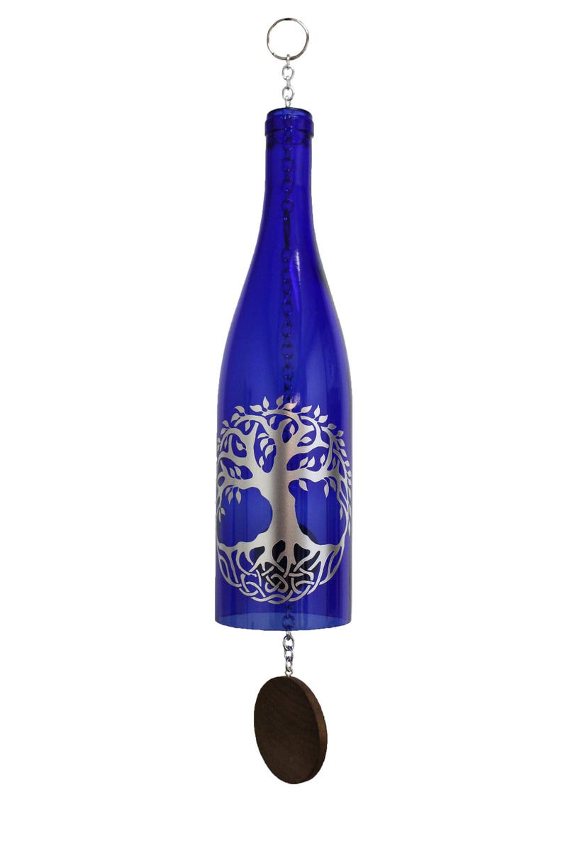 Glass Tree of Life Wine Bottle Wind Chime image 5