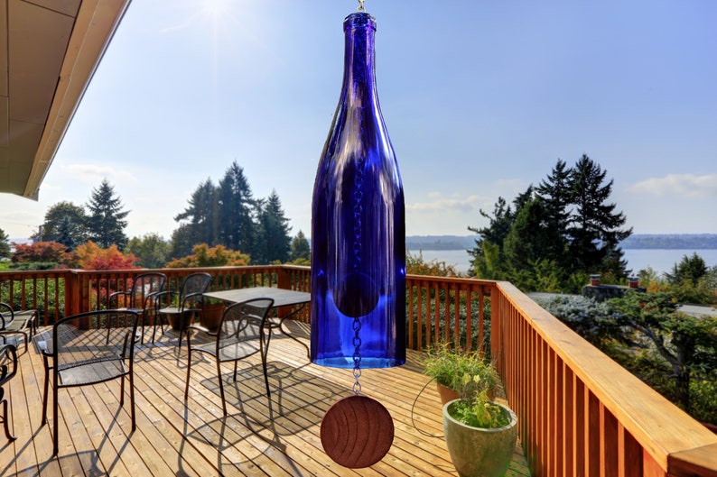 Wine Bottle Wind Chime Wooden Pendant image 8