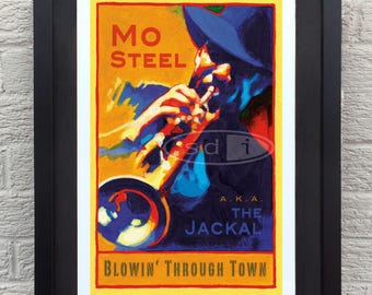 Mo Steel vintage retro looking music trumpet poster print
