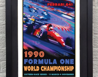 Formula One World Championship Ferrari racing car sports art poster print