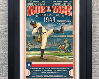 Baseball Yankees Greenville Majors gift vintage retro sports art poster print painting