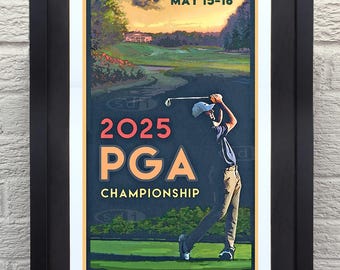 PGA Championship, 2025, Charlotte, NC, Art Golf Gift Sports Poster