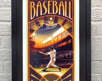 Baseball gift sports art poster print painting