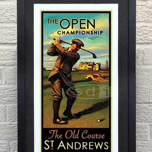 The Open, British Open, St. Andrews Old Course Golf art golf gift sports poster print painting