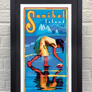 Sanibel Island travel vacation poster print art painting image 1