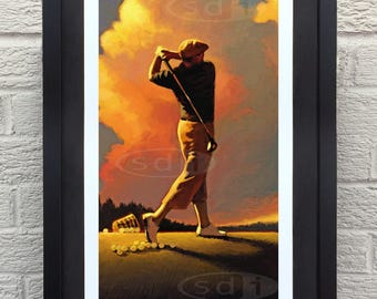 On The Range golf sports gift art poster print