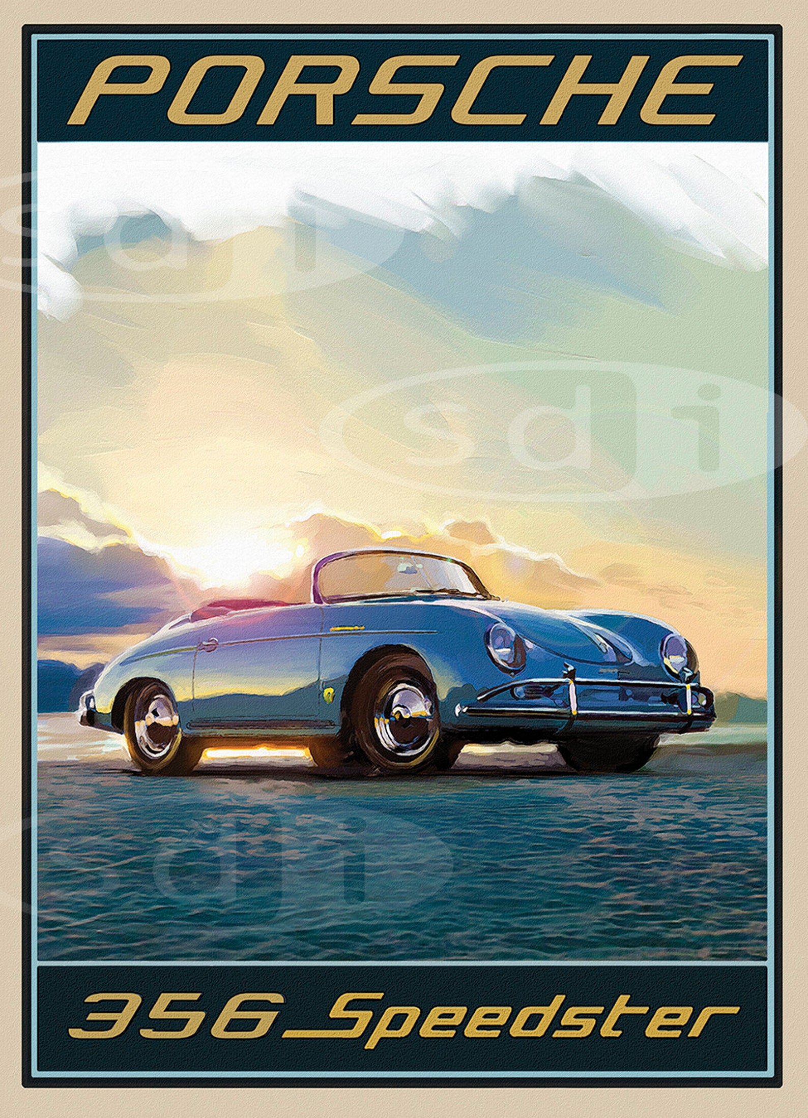 Porsche 356 Speedster Vintage Automotive Car Art Travel Poster Print Etsy