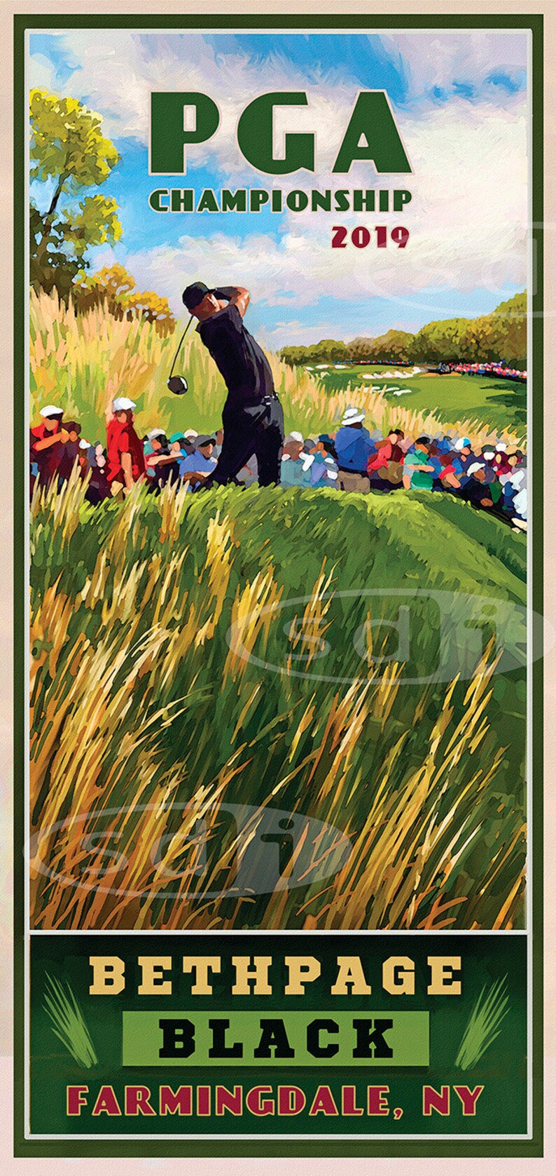 PGA Championship at Bethpage Black 2019 Golf Gift Sports Art Etsy