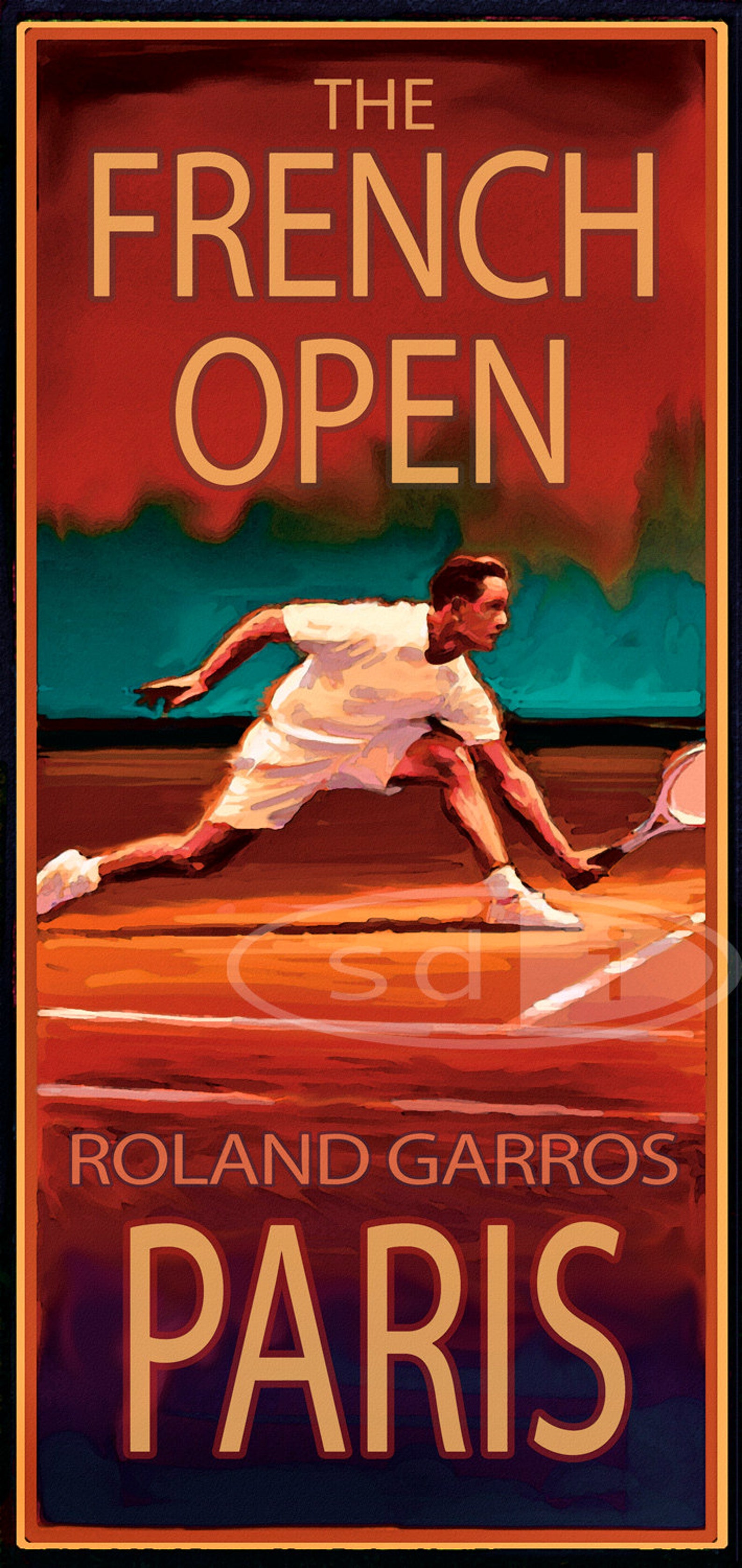 French Open Tennis Sports Art Poster Print Etsy