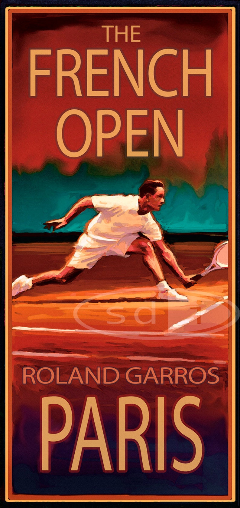 French Open Tennis Sports Art Poster Print Etsy