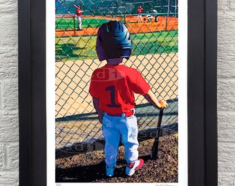 TBall Little League Baseball boy's room gift sports art poster print painting