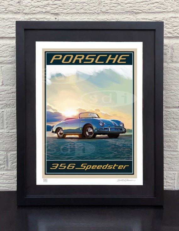 Porsche 356 Speedster Vintage Automotive Car Art Travel Poster