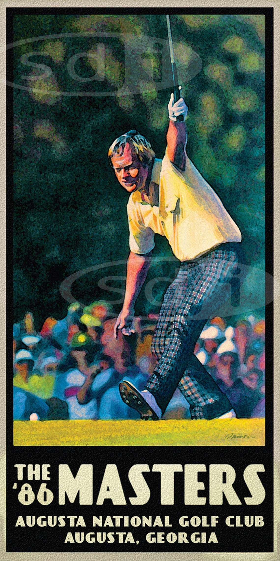 Jack Nicklaus 1986 Masters Golf Art Golf Gift Sports Poster Print