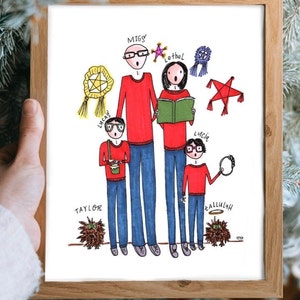 Custom Illustrated Holiday / Christmas Card Announcement | DIGITAL FILE | Photo to Illustration