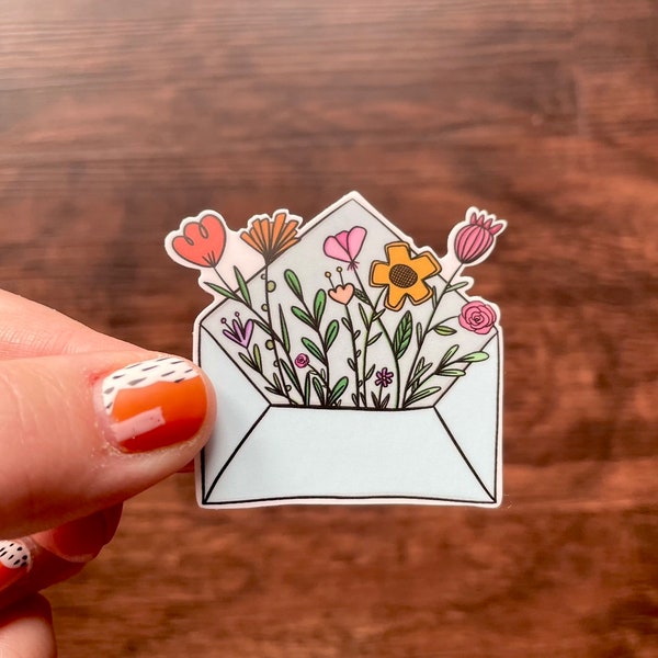 Happy Mail Floral Envelope Sticker