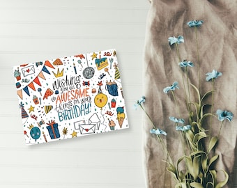 Awesome Things Birthday Card, Envelope, & Optional Handwritten Card Message | Choose Your Style | Includes Stamp and Mailing