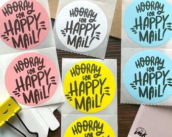 Hooray for Happy Mail Circle Stickers | Mail Stickers | Small Business Stickers | Business Stickers