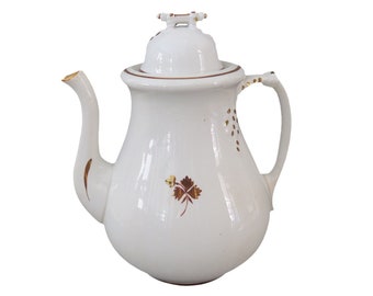 Vintage Large White Ceramic Coffee Pot Teapot