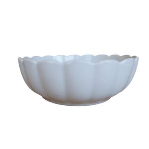 Vintage Scalloped White Ironstone Serving Bowl