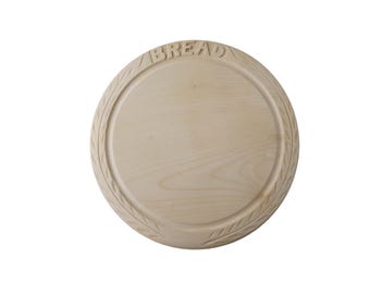 French Carved Wood Round Cutting Serving Bread Board
