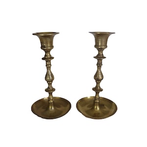 Vintage Gold Brass Taper Candle Holder Set of 2