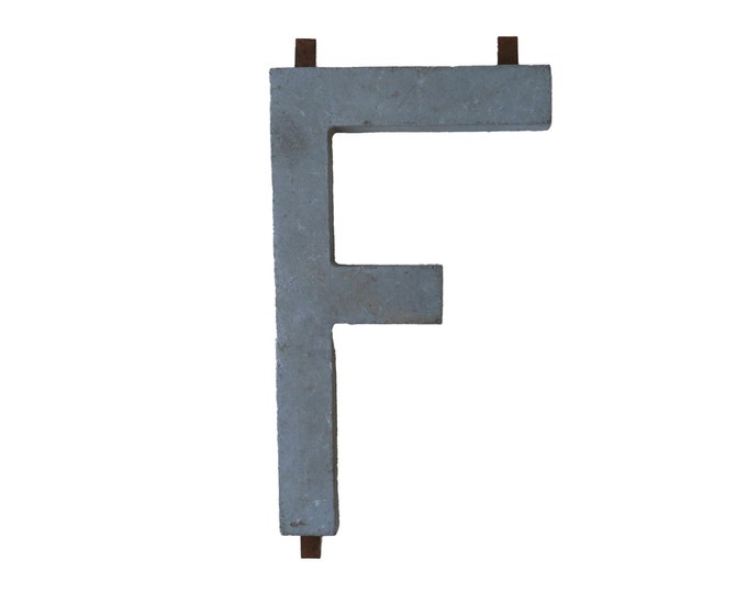 Vintage Galvanized Metal Letter F Initial Etsy