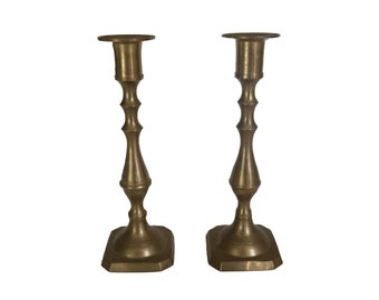 Vintage Gold Brass Taper Candle Holder Set of 2