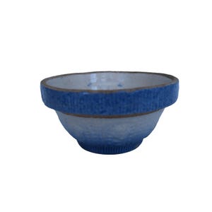 Antique Blue and White Stoneware Pottery Small Bowl