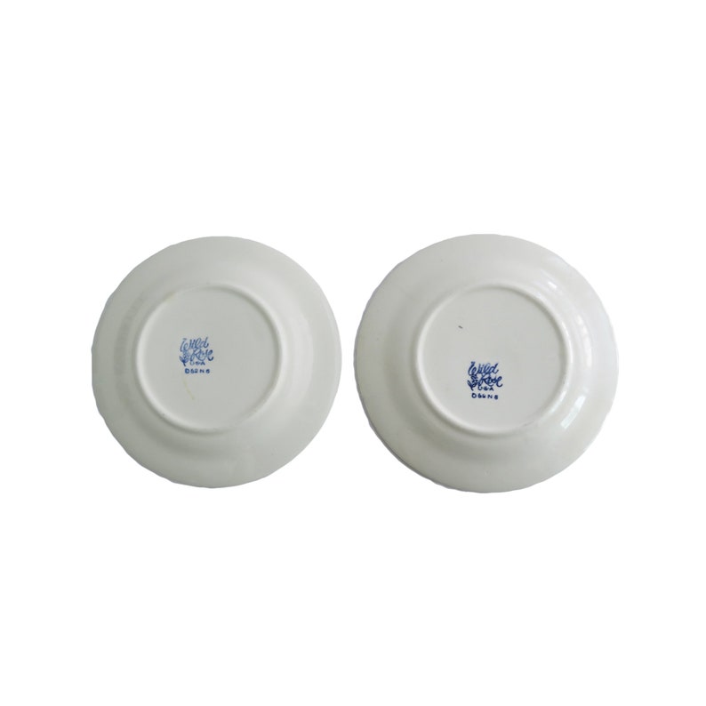 Vintage Wild Rose White and Blue Flower China Small Bread and Butter Dessert Plate Set of 2