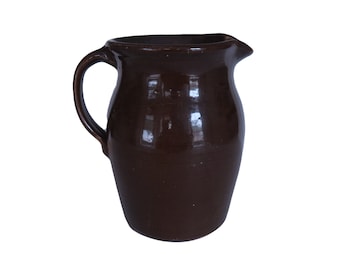 Antique Brown Stoneware Pottery Pitcher