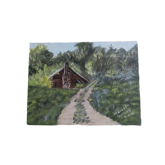 Vintage 1981 12x16 Log Cabin In Woods Oil Painting Art Wall Etsy
