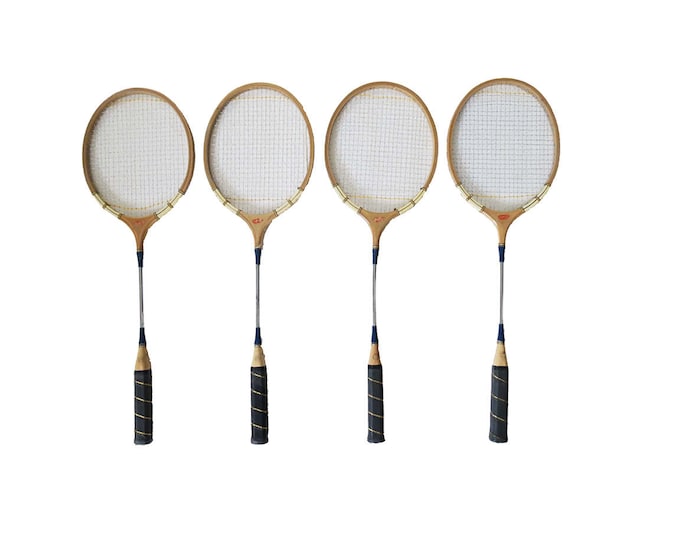 Vintage Sportcraft Blue Wood Badminton Rackets Set of 4 Etsy