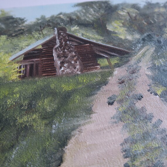 Vintage 1981 12x16 Log Cabin In Woods Oil Painting Art Wall Etsy