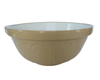Antique Large 12" T.G. Green England Gripstand Yellow Stoneware Earthenware Farmhouse Round Bowl