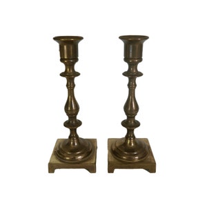 Vintage Gold Brass Taper Candle Holder Set of 2