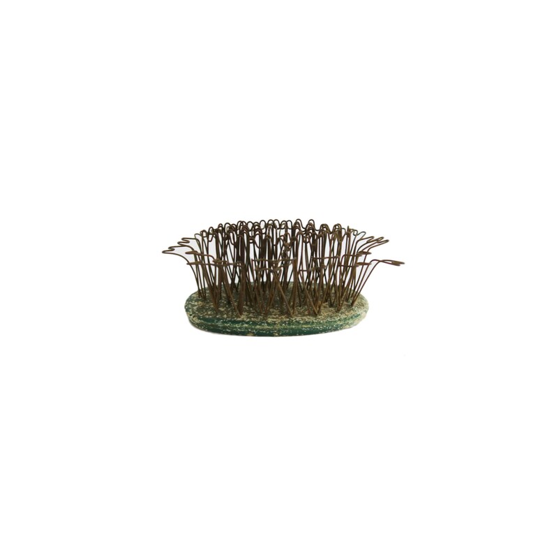 Vintage Blue Ribbon Large Oval Metal Flower Holder Frog Desk Vintage Blue Ribbon Large Oval Metal