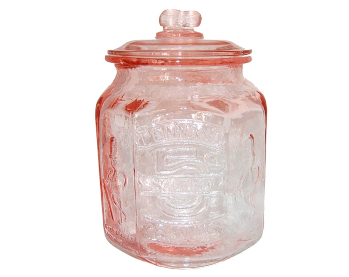 Vintage Large Pink Glass Planters Peanuts Jar Etsy