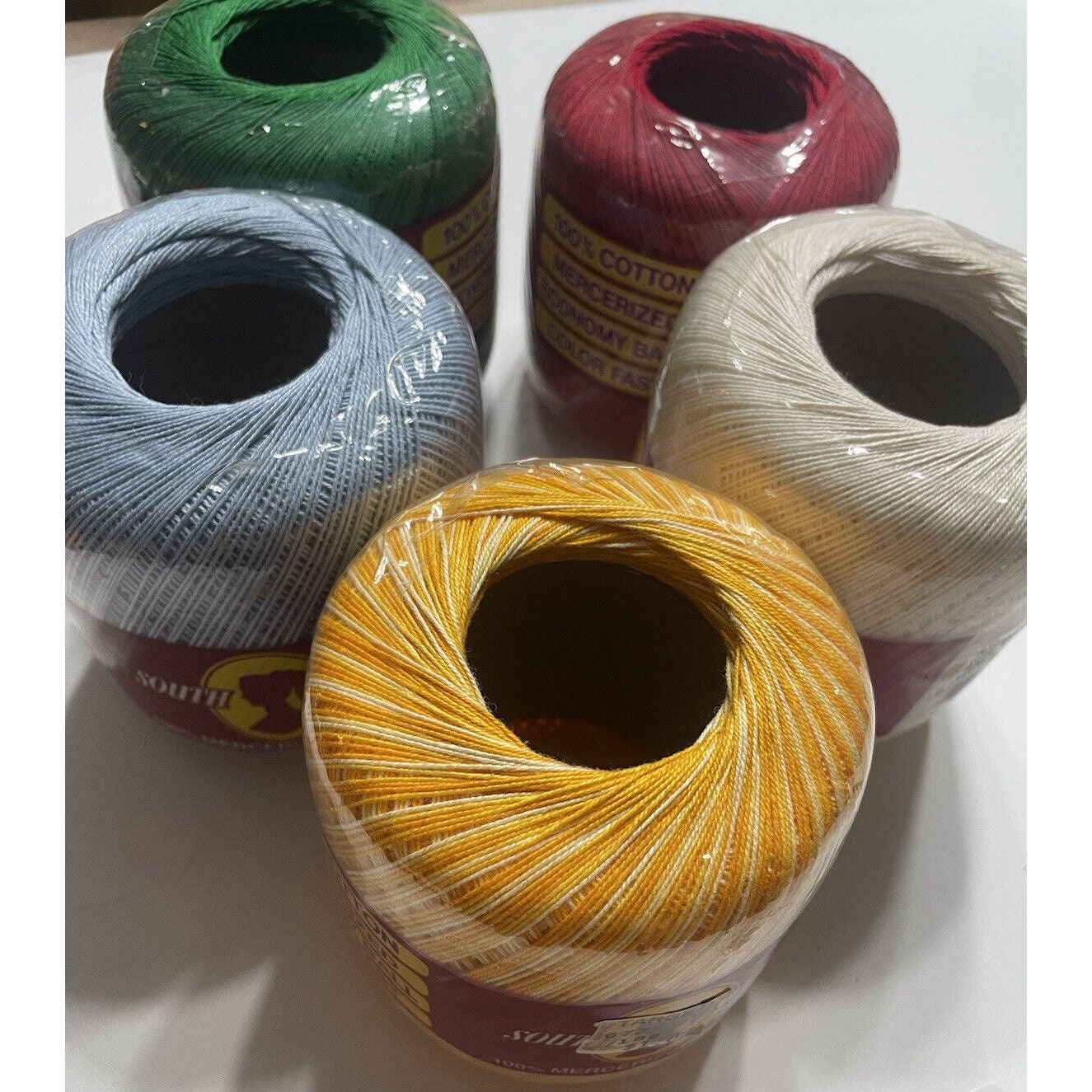 South Maid Cotton Mercerized Color WHITE 350 Yarn Crochet Lot Of 8