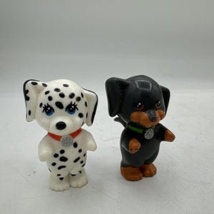 Vintage 1992 Kenner Littlest Pet Shop Happy Puppy Dalmatian And Brown Dog LPS