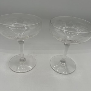 Vintage Princess House Heritage Champagne Etched Floral Glass Lot Of 2