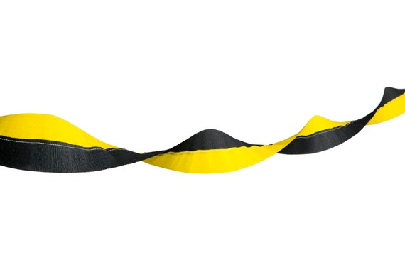 Yellow and Black Dual Coloured Thick Crepe Paper Streamer Party