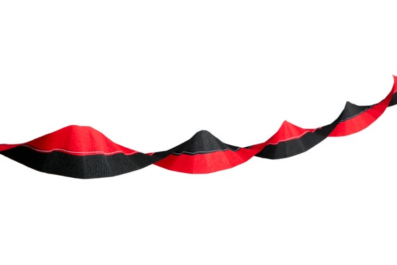 Red and Black Dual Coloured Thick Crepe Paper Streamer Party Decoration  15ft or 7.5ft 