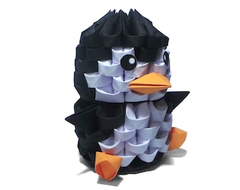 3D Origami Penguin, Handmade, Black, Lots of Different colors, Small Cute Gift, Paper Art, Papercraft.