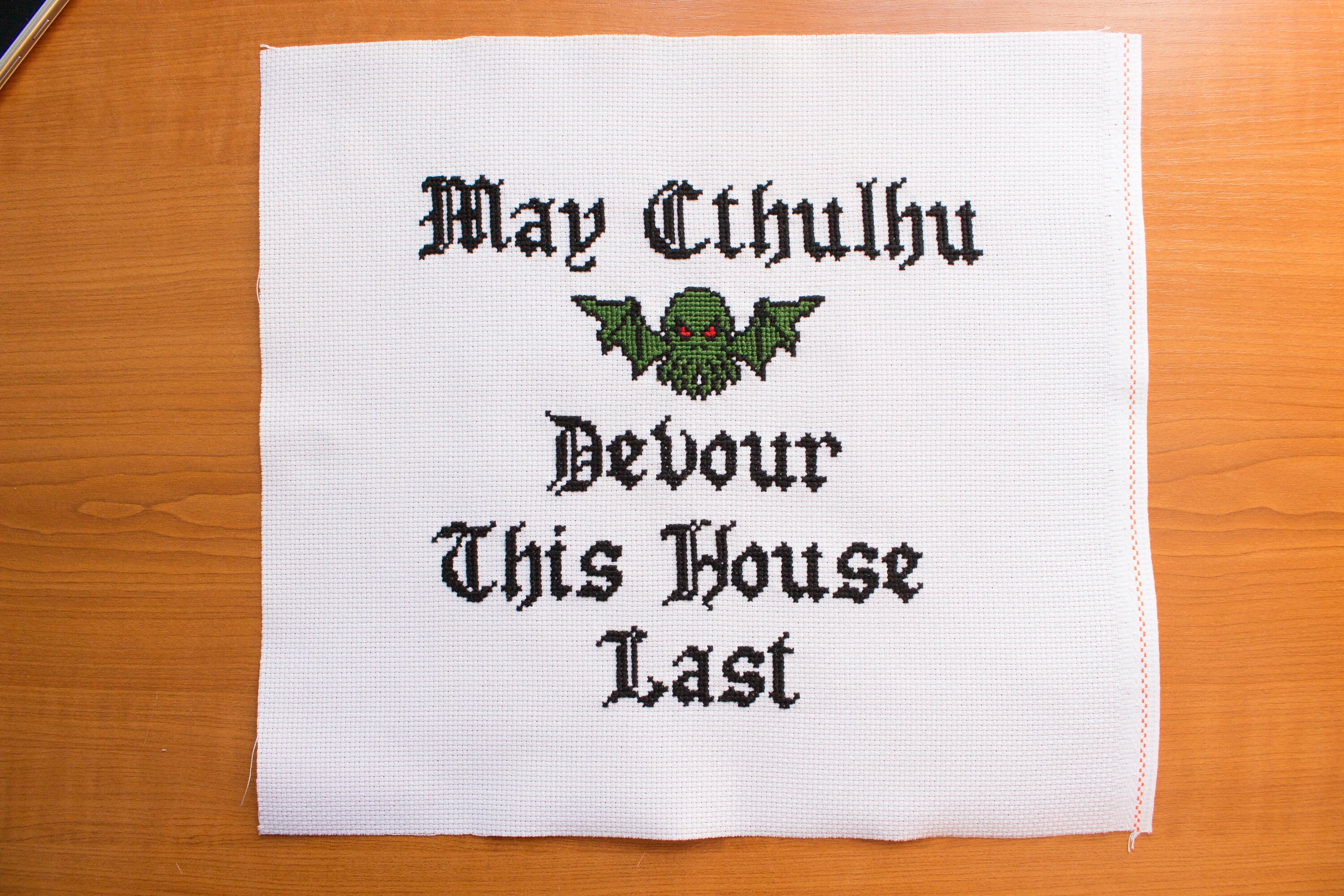 Funny Housewarming Gift Completed Cross Stitch Free Shipping Finished Cthulhu Finished Cross Stitch