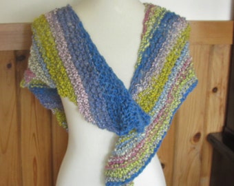 Hand Knit Chunky Knit Shawl made from Hand Spun Hand Dyed Alpaca