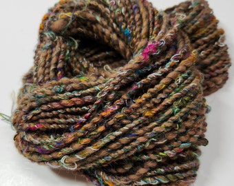 Handspun Art Yarn Textured Yarn for Knitting Weaving Textile/Mixed Media Arts Alpaca Silks 2 Ply 36yds