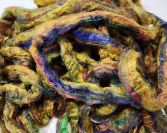 Sari Silk Roving Carousel for Spinning, Felting & Carding with Other Fibers