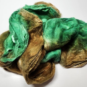 Hand Dyed Mawata Silk Hankies Mulberry Silk for Nuno Felting Spinning Knitting Weaving Textile Arts 0.5oz Kingfisher